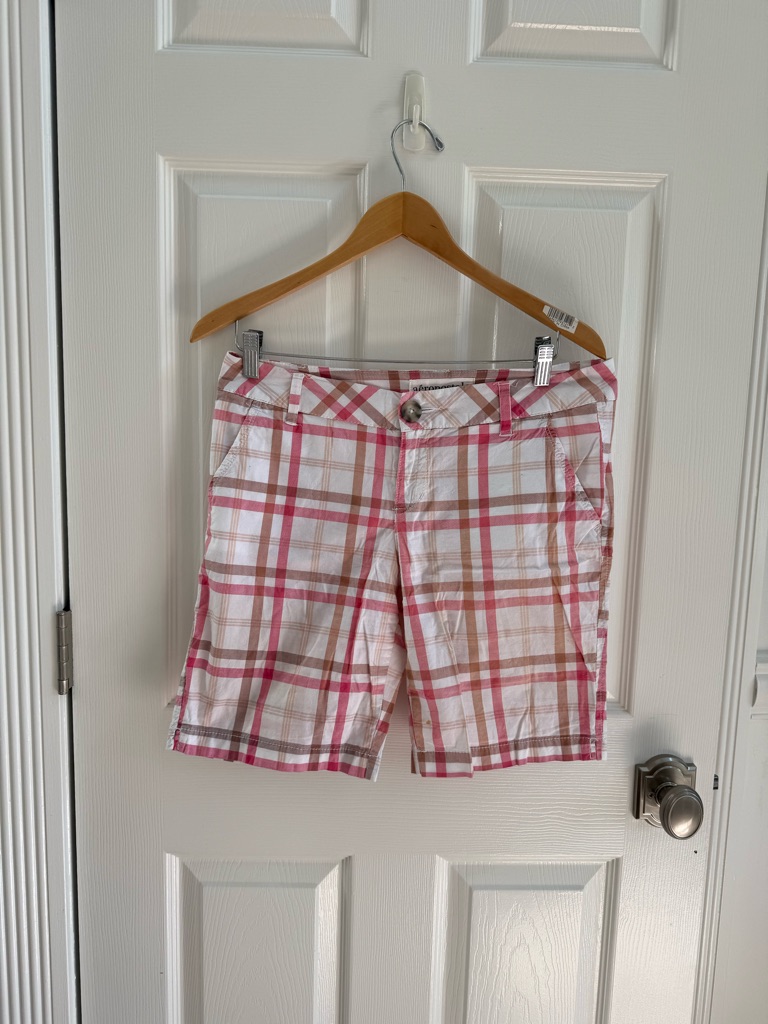 Aeropostale Stretch Pink White Plaid Kids Shorts